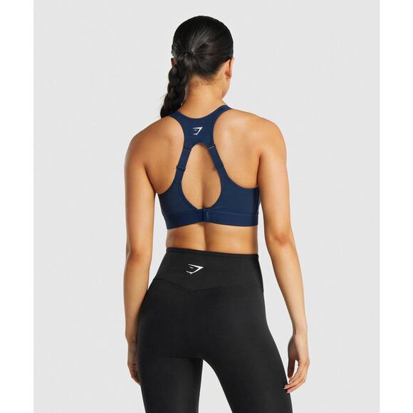NWOT Gymshark Open Back Sports Bra Navy Blue Size S - Picture 2 of 8